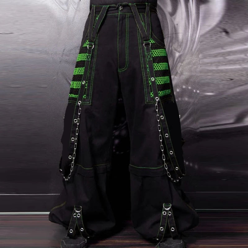 Punk Style Y2K Wid Leg Denim Pants E-Girl Gothic Loose Trousers Cyber Grunge Cargo Pants Harajuku High Waist Baggy Jeans Women
