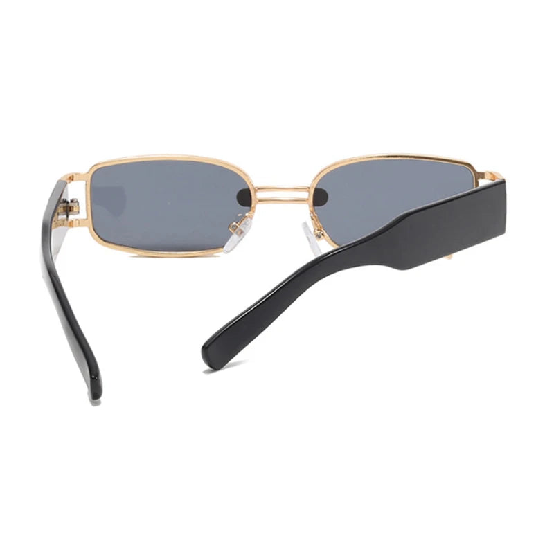 Buckle Sunglasses 2024 New Small Frame Metal Square Sunglasses Fashionable Personality Sunglasses Men and Women