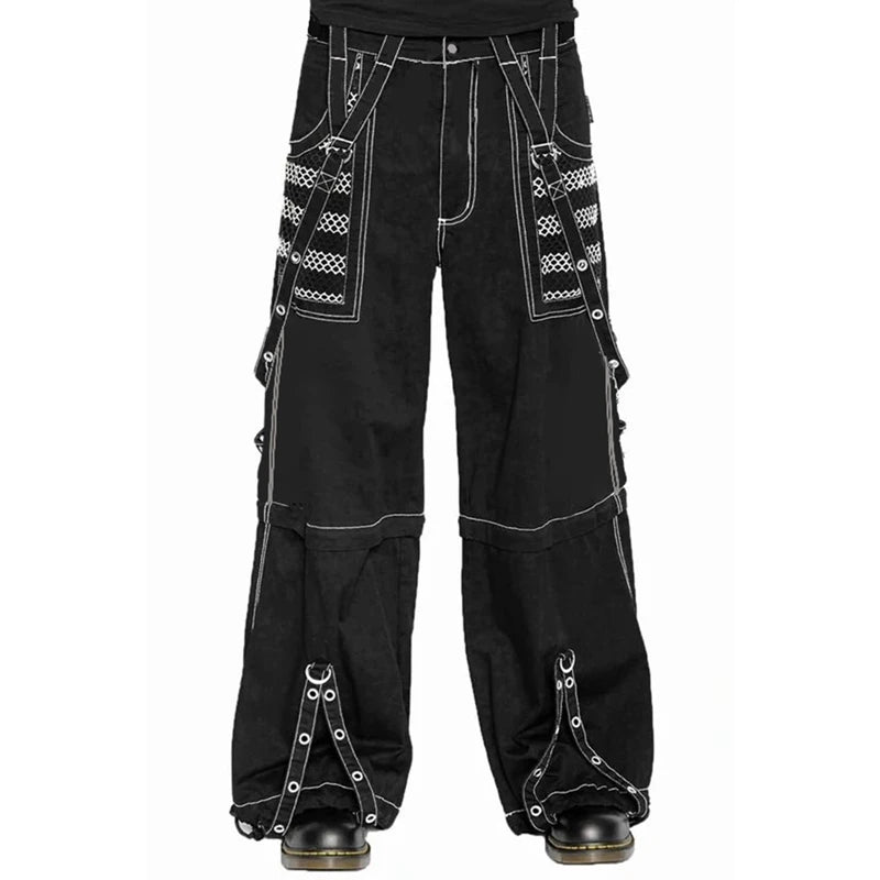 Punk Style Y2K Wid Leg Denim Pants E-Girl Gothic Loose Trousers Cyber Grunge Cargo Pants Harajuku High Waist Baggy Jeans Women