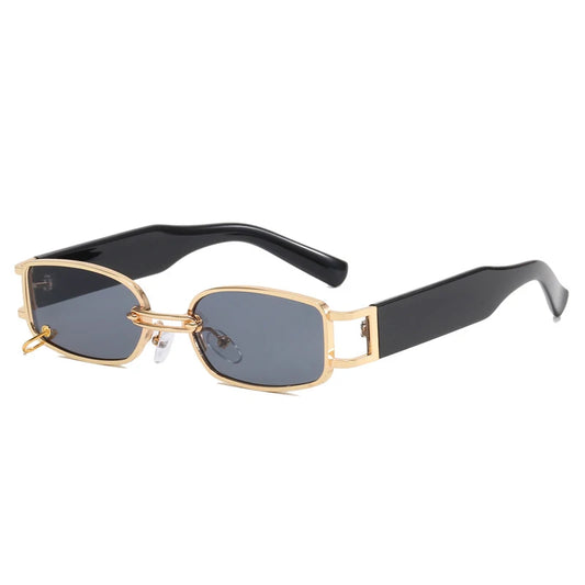 Buckle Sunglasses 2024 New Small Frame Metal Square Sunglasses Fashionable Personality Sunglasses Men and Women