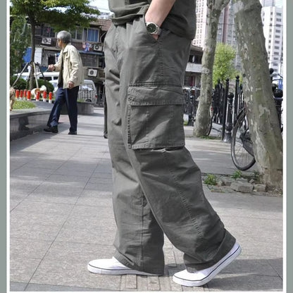 Men plus Large Size Cargo Pants Cotton Straight Oversize Tracksuit Wide Leg Tactical Baggy Trousers Spring Summer 5XL 6XL Z1