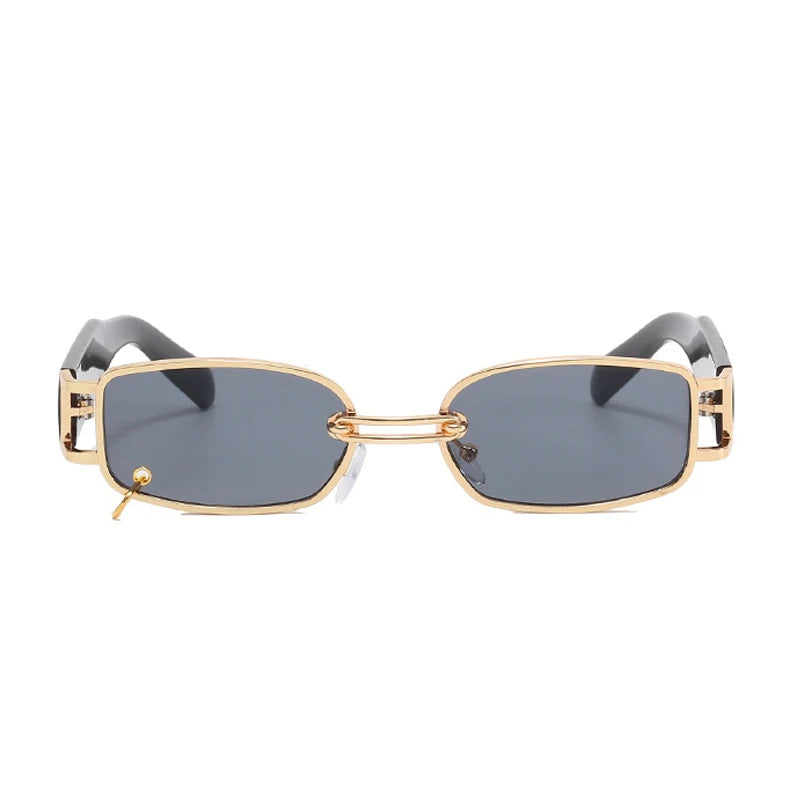 Buckle Sunglasses 2024 New Small Frame Metal Square Sunglasses Fashionable Personality Sunglasses Men and Women