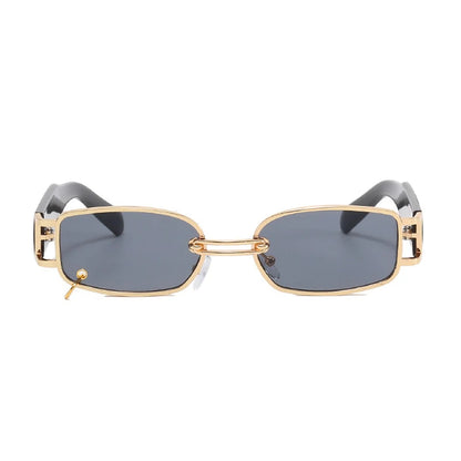 Buckle Sunglasses 2024 New Small Frame Metal Square Sunglasses Fashionable Personality Sunglasses Men and Women