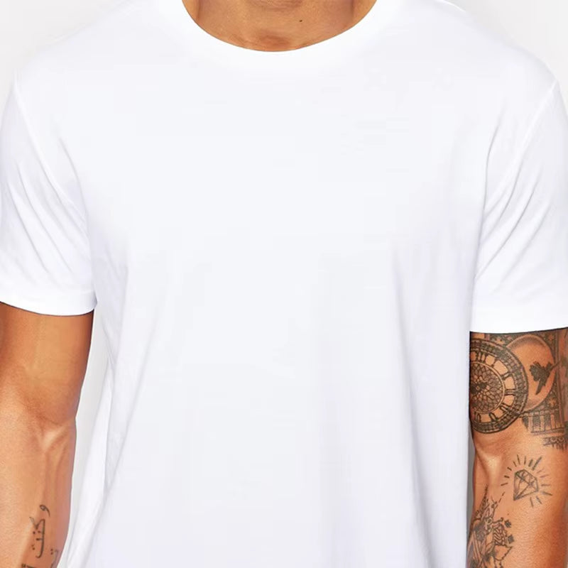2025  White Casual Long Size Mens T-Shirts Hip Hop Tops Extra Long Tee Shirts for Male Longline Man T-Shirt Men T Shirt
